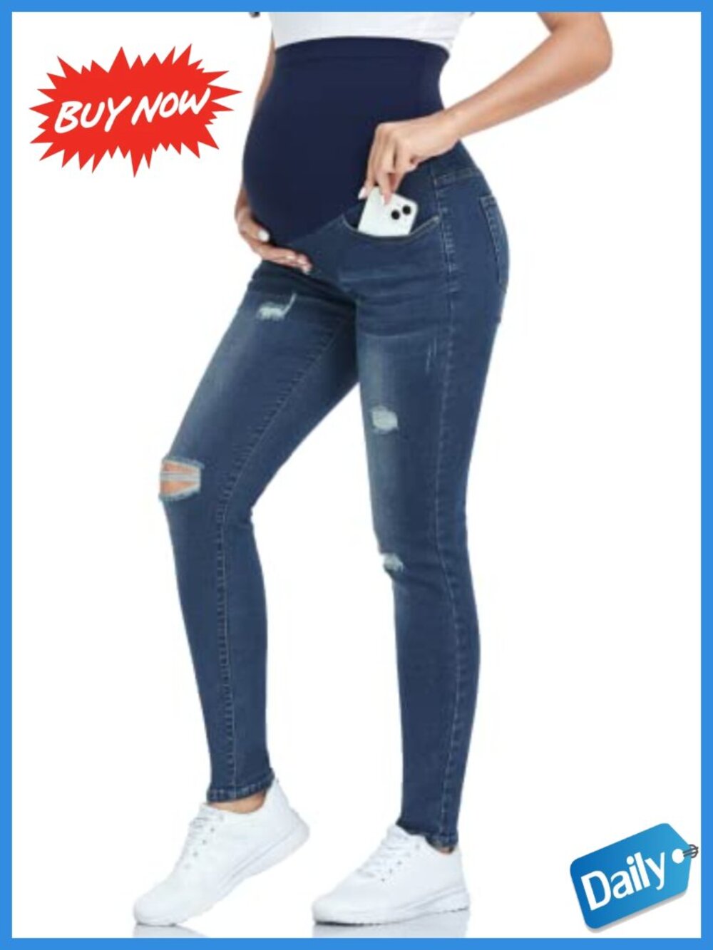 Maternity Over Belly Skinny Stretchy Denim Pregnancy Jeans